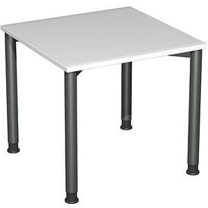 geramöbel Flex höhenverstellbarer Schreibtisch lichtgrau, anthrazit rechteckig, 4-Fuß-Gestell grau 80,0 x 180,0 cm