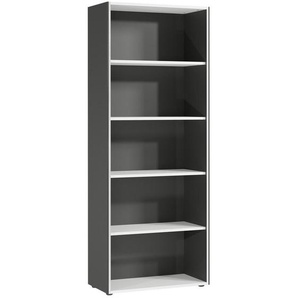 Germania Aktenregal, Graphit, Weiß, Holzwerkstoff, 4 Fächer, 75x196x40 cm, stehend, Arbeitszimmer, Büroregale, Aktenregale