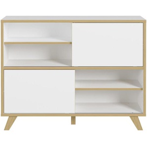 Germania Aktenregal, Weiß, Eiche, Holzwerkstoff, 4 Fächer, 120x92x40 cm, stehend, Arbeitszimmer, Büroregale, Aktenregale