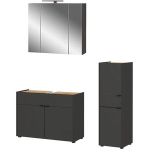 GERMANIA Badmöbel-Set Ameca, (3-St), Badezimmer-Set aus Waschbeckenunterschr., Spiegelschr. & Schrank