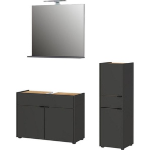 GERMANIA Badmöbel-Set Ameca, (3-St), Badezimmer-Set bestehend aus Waschbeckenunterschr., Spiegel & Schrank