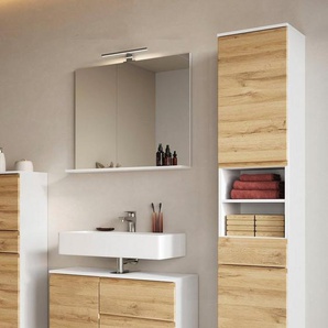 GERMANIA Badmöbel-Set Torrance, (3-St), Waschbecken-Unterschrank, Spiegel mit Beleuchtung und Hochschrank