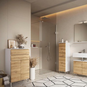 GERMANIA Badmöbel-Set Torrance, (3-St), Waschbecken-Unterschrank, Spiegel mit Beleuchtung und Kommode