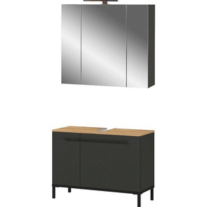 GERMANIA Badmöbel-Set Yonkers, Set bestehend aus 1 Waschbeckenunterschrank und 1 Spiegelschrank