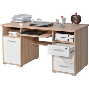 GERMANIA Computertisch 0484, Schreibtisch mit Tastaturauszug & abschließbarem Schubkasten, B.145 cm