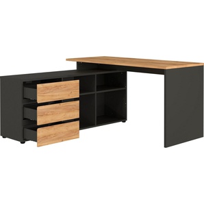 GERMANIA Eckschreibtisch GW-Lissabon Winkelschreibtisch, mit integriertem Sideboard, rechts oder links montierbar