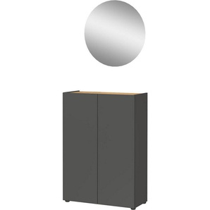 GERMANIA Garderoben-Set Alviano, (2-St), mit rundem Spiegel, optional mit Hakenpaneel, Made in Germany