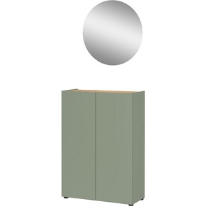 GERMANIA Garderoben-Set Alviano, (2-St), mit rundem Spiegel, optional mit Hakenpaneel, Made in Germany