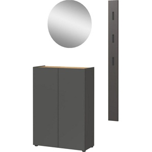 GERMANIA Garderoben-Set Alviano, (3-St), mit rundem Spiegel, optional mit Hakenpaneel, Made in Germany