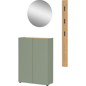 GERMANIA Garderoben-Set Alviano, (3-St), mit rundem Spiegel, optional mit Hakenpaneel, Made in Germany