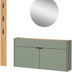 GERMANIA Garderoben-Set Ameca, (Set, 3-St), mit Mehrzweckschrank, Spiegel und Garderobenpaneel, geringe Tiefe