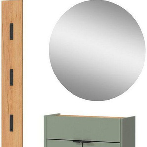 GERMANIA Garderoben-Set Ameca, (Set, 3-St), mit Mehrzweckschrank, Spiegel und Garderobenpaneel, geringe Tiefe