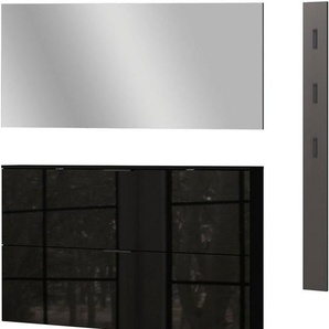GERMANIA Garderoben-Set Valega, (3-St), inkl. Schuhschrank mit Glasfronten, Spiegel und Garderobenpaneel