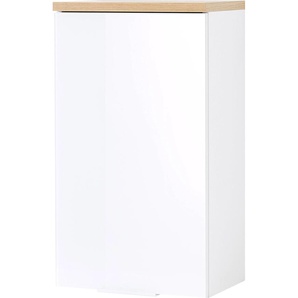 Hängeschrank GERMANIA Pescara Schränke Gr. B/H/T: 39 cm x 69 cm x 27 cm, 1 St., weiß (weiß, navarra, eiche, nachbildung, glas) Badmöbelserien Front mit Glasauflage