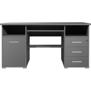Germania Schreibtisch Germania 484-58 484-58, Anthrazit, Metall, 3 Schubladen, rechteckig, Wange, 70x75x145 cm, Arbeitszimmer, Schreibtische,