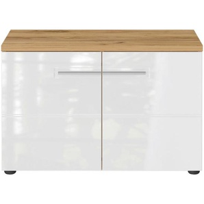 Germania Schuhbank , Weiß, Eiche , Holzwerkstoff , 1-Sitzer , 75x50x41 cm , Garderobe, Garderobenbänke