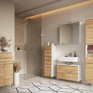 GERMANIA Waschbeckenunterschrank Torrance mit verstellbarem Einlegeboden und Füßen aus Metall, griffloses Design