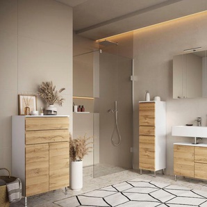 GERMANIA Waschbeckenunterschrank Torrance mit verstellbarem Einlegeboden und Füßen aus Metall, griffloses Design