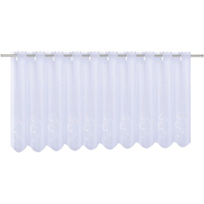 Scheibengardine GERSTER Sabine Gardinen Gr. 50 cm, Durchzuglöcher, 150 cm, weiß Scheibengardinen transparent Gardine HxB: 50x150, mit gestickten Blumendesign