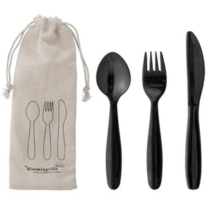 Geschenkset, Besteck, aus Edelstahl, schwarz, von Bloomingville
