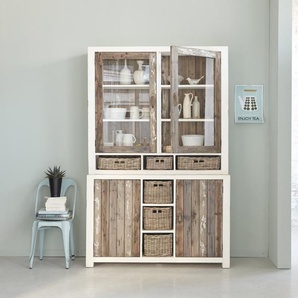 Geschirrschrank aus massivem recyceltem Holz 140 cm