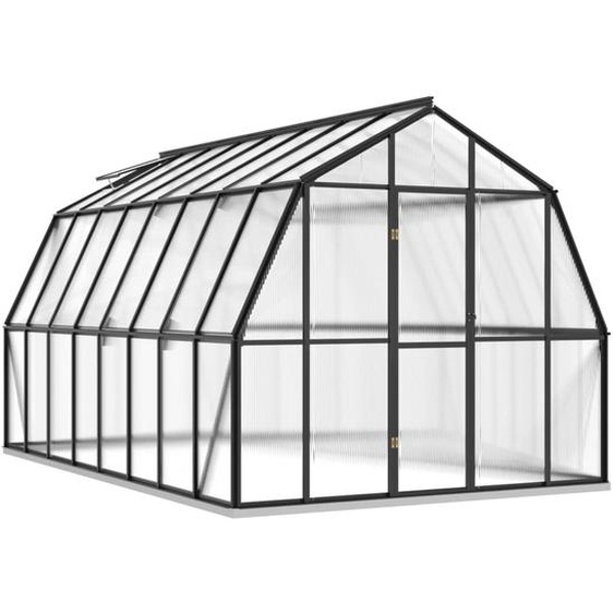 Gewächshaus mit Fundamentrahmen Anthrazit 12,63 m² Aluminimum