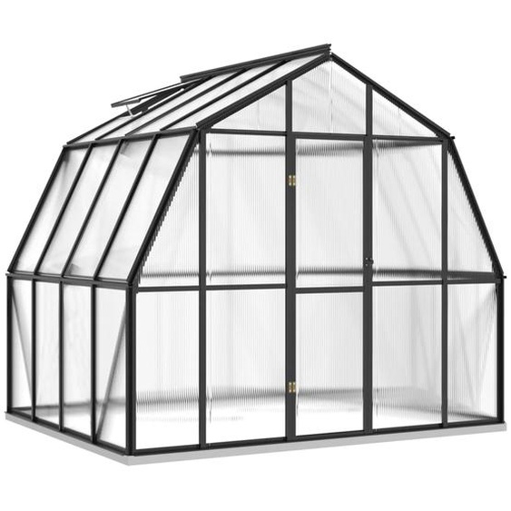 Gewächshaus mit Fundamentrahmen Anthrazit 6,43 m² Aluminimum