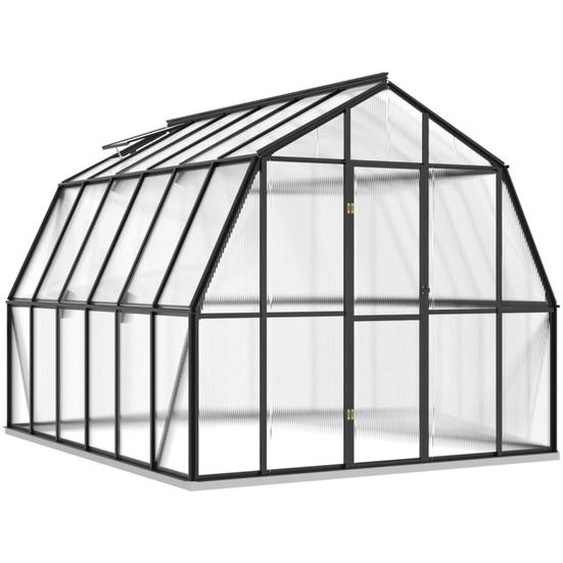 Gewächshaus mit Fundamentrahmen Anthrazit 9,53 m² Aluminimum