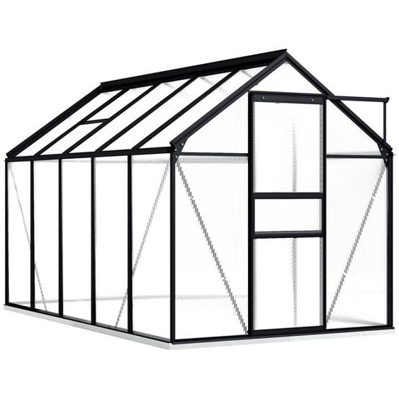 Gewächshaus mit Fundament Anthrazit Aluminium 5,89 m²