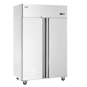 Gewerbe-Gefrierschrank 1100 L, Gefrierschrank mit 2 Türen, Edelstahl-Gefrierschrank mit automatischer Abtauung, 6 verstellbaren Ablagen, Temperaturregelung von -25 bis -15 °C und 4 Rädern LSSYLJMCLDSMFA7TMV2