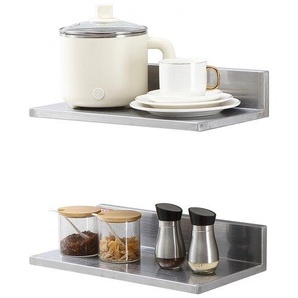 Gewürzregal Wandregal 2-teilig, Hängendes Küchenregal 406 x 218 x 85 mm, Schweberegal Edelstahl 20 kg Belastbar, Regalbrett Wandboard Gewürzregal Geeignet für Küchen, Restaurants, Hotels usw. BGSCTTLL86162MWQSV0