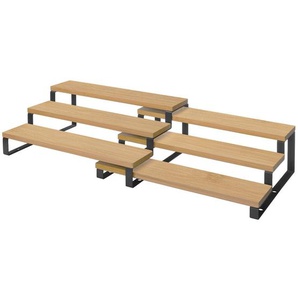Gewürzregale, Küchenregale, Stehend, Küchen-Organizer, 2Er Set, Bambus, Mit Je 3 Ablagen, Ausziehbar, Stapelbar, Für Speisekammer, Arbeitsplatte, Küchenschrank