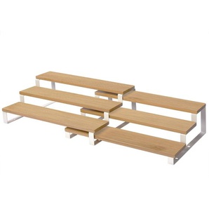 Gewürzregale, Küchenregale, Stehend, Küchen-Organizer, 2Er Set, Bambus, Mit Je 3 Ablagen, Ausziehbar, Stapelbar, Für Speisekammer, Arbeitsplatte, Küchenschrank