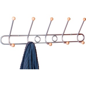 Hakenleiste GGG MÖBEL SVEN Hakenleisten Gr. B/H/T: 50 cm x 14 cm x 7 cm, silberfarben (alu, buche) Haken Hakenleisten aus Metall