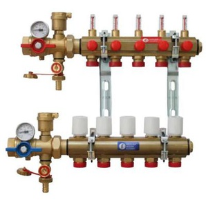 Giacomini - Collecteur KITR553FK prémonté avec débitmètre et vannes multifonctions, 3 départs