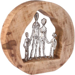 GILDE Dekofigur Skulptur Familie, silber/natur (1 St), silberfarben/natur, Aluminium