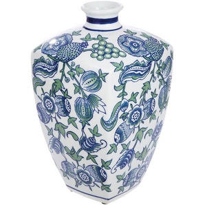 GILDE Dekovase Vase Fayencen, eckig, aus Keramik, Höhe ca. 31 cm (1 St), handbemalt