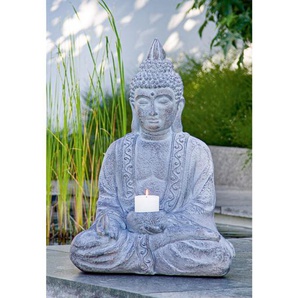 Gilde - Figur, Kerzenleuchter, Buddha, Buddha, Magnesia, grau, ve 1, l. 29 cm, b. 46 cm, h. 67 cm