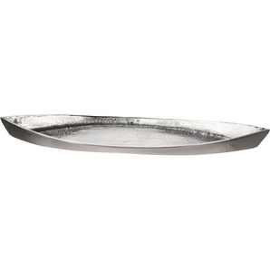 Schale GILDE Boat Schüsseln Gr. B/H: 60 cm x 6 cm, silberfarben Deko-Schale Deko-Tablett Dekoschalen Dekotabletts Antik-Finish, silberfarbene Struktur, ideal zum Dekorieren