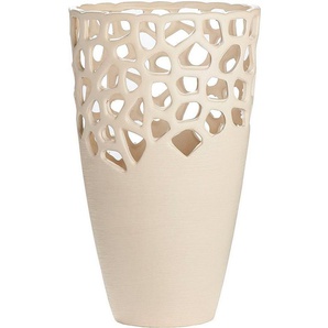 GILDE Tischvase Bologna, Dekovase mit Cut-Outs (1 St), Vase aus Keramik, mit gekratzer Oberflächenstruktur, Höhe ca. 38 cm
