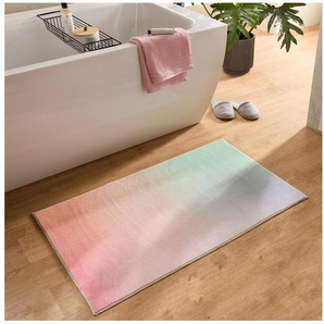 Gino Falcone Badematte Ariella GF-154, Höhe 7 mm, rutschhemmend beschichtet, fußbodenheizungsgeeignet, Polyester, rechteckig, Badteppich, bedruckt, modernes Design, Farbverlauf, weich & kuschelig