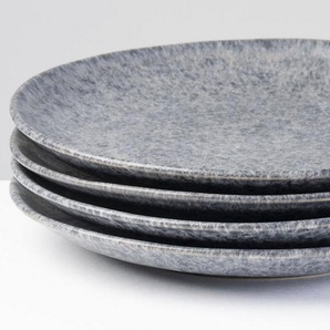 Gipfelstück Dessertteller MoosnStein, (4 St), Scandi-Style, glänzende Reaktivglasur, jedes Stück ein Unikat
