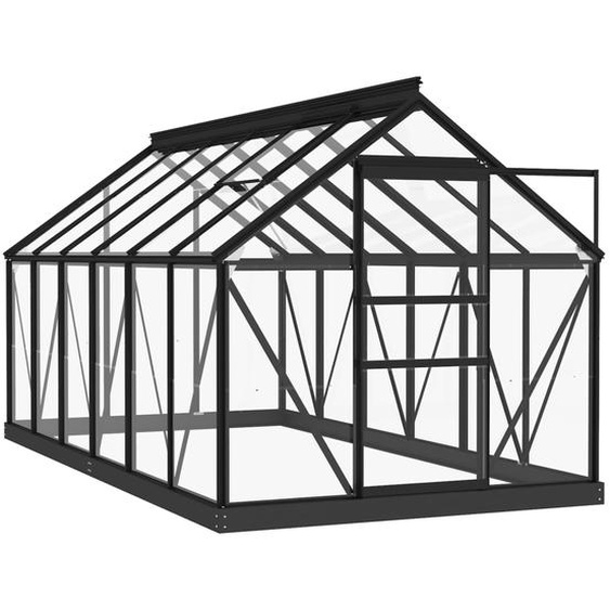 Glas Gewächshaus Anthrazit 155x298x191 cm Aluminium