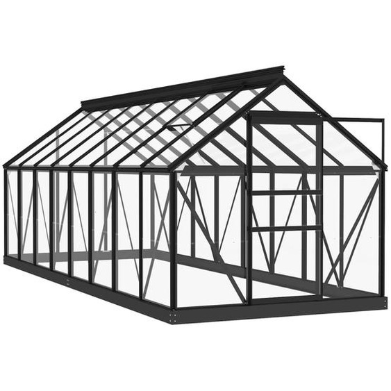 Glas Gewächshaus Anthrazit 155x395,5x191 cm Aluminium