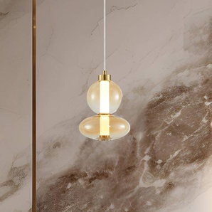 Glas Hängelampe Daphne Eko-Light, creme / amber, für Wohn- / Esszimmer, Glas, Modern, Pendelleuchte ML0345