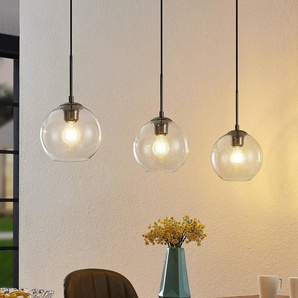 Glas Hängelampe Firano Lindby, dimmbar, alu / grau / zink, für Wohn- / Esszimmer, Metall, Modern, Pendelleuchte 9627896