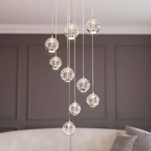 Glas Hängelampe Hayley Lucande, chrom / silber, für Wohn- / Esszimmer, Glas, Design, Pendelleuchte 9626555