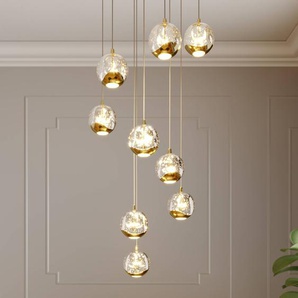 Glas Hängelampe Hayley Lucande, messing / gold, für Wohn- / Esszimmer, Glas, Design, Pendelleuchte 9626556