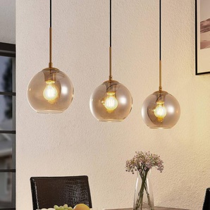 Glas Hängelampe Hiwana Lindby, dimmbar, alu / grau / zink, für Wohn- / Esszimmer, Glas, Modern, Pendelleuchte 9627210