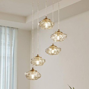 Glas Hängelampe Piatra Lindby, dimmbar, creme / amber, für Wohn- / Esszimmer, Glas, Modern, Pendelleuchte 10033057